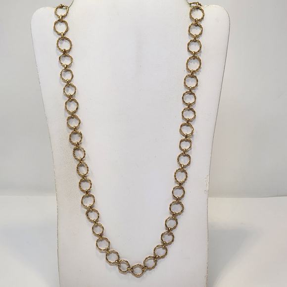 Braided Circle Chain Long Necklace Textured Layering Casual Workwear Lightweight - Picture 1 of 6